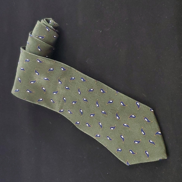 NEO BILL BLASS Men's Green Patterned Tie - Picture 2 of 8